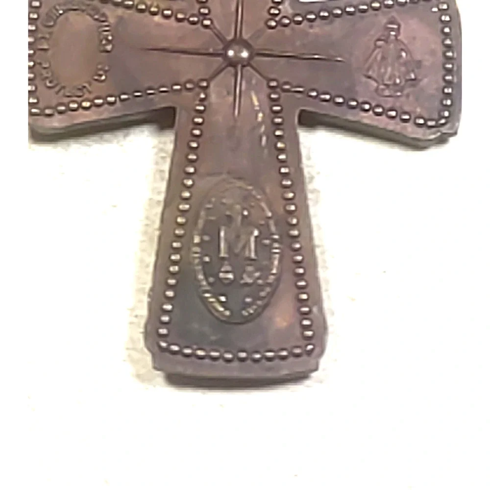 1830 Anique Copper/ Brass cross Catholic Saints Pendant